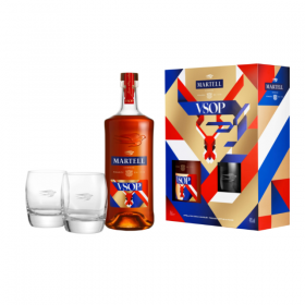 MARTELL VSOP RED BARRELS 70CL GIFT PACK (WITH 2 GLASS) 2023