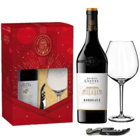 CASTEL AOC BORDEAUX MERLOT 75CL - GIFT SET  (FOC WINE OPENER & WINE GLASS)