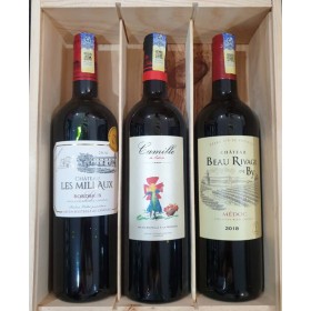 CHATEAU WOODEN GIFT PACK 75CL (FRENCH WINE 3 BOTTLES)