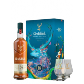 GLENFIDDICH 18 YEARS 70CL GIFT SET (FOC 2 NOSING GLASS)